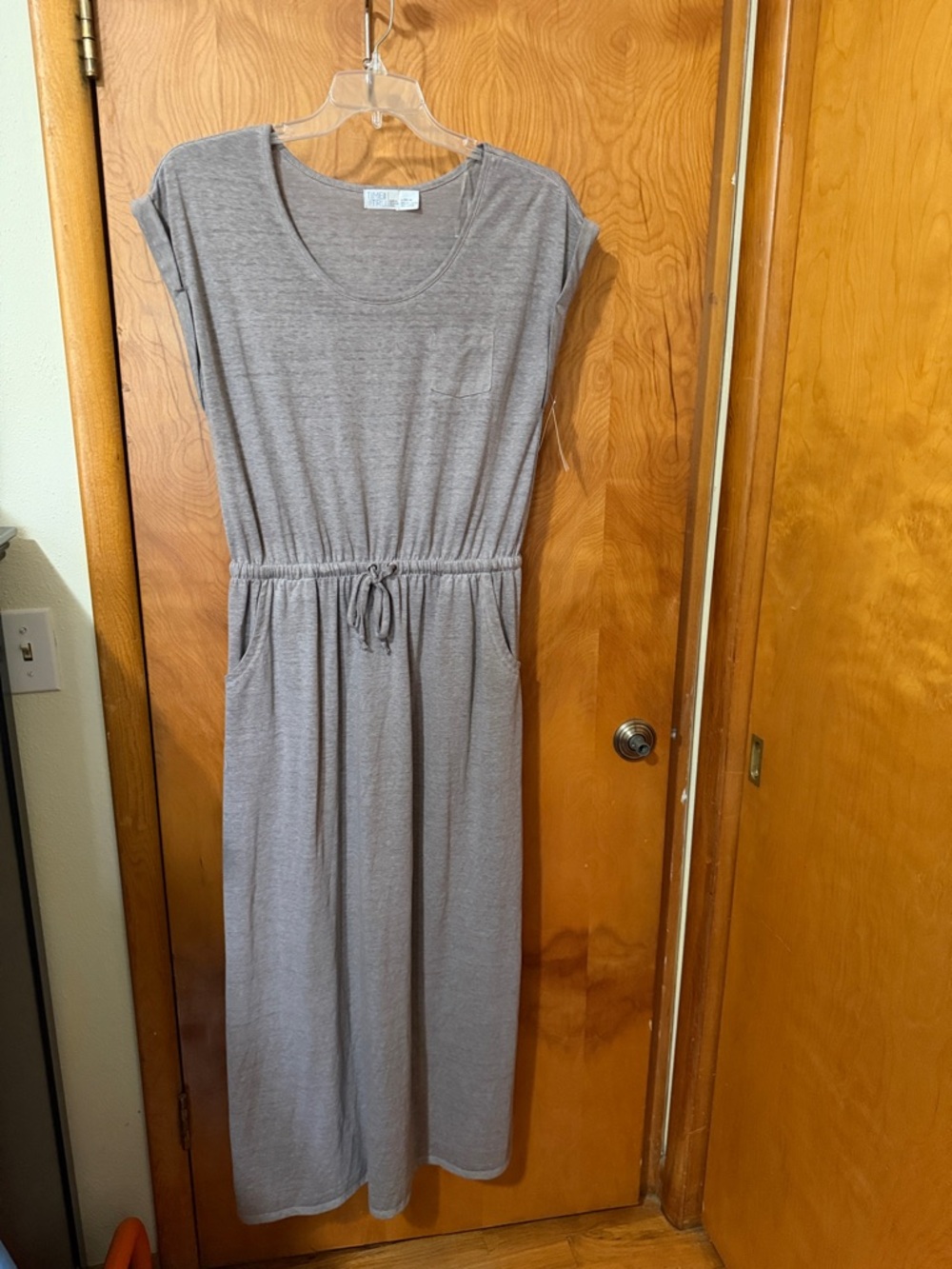 Time and Tru Gray Drawstring Waist Maxi Dress